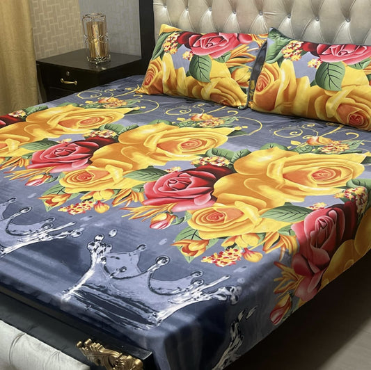 PREMIUM 3D CRYSTAL COTTON DOUBLE BEDSHEET