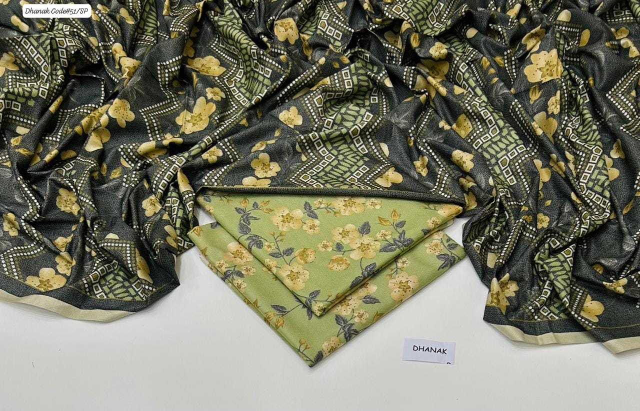 DHANAK | 3 PIECE DIGITAL PRINT UNSTITCHED WINTER SUIT