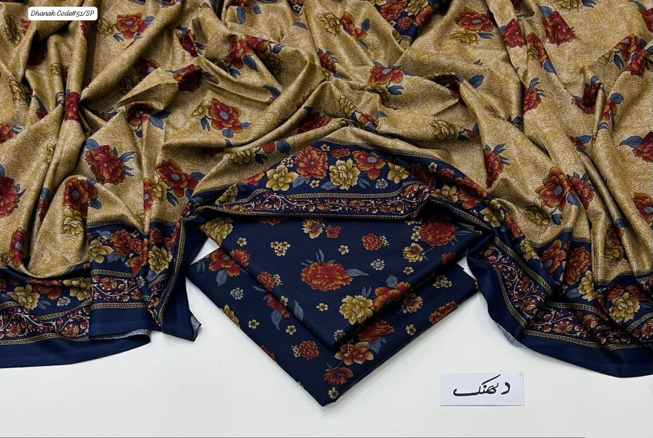 DHANAK | 3 PIECE DIGITAL PRINT UNSTITCHED WINTER SUIT