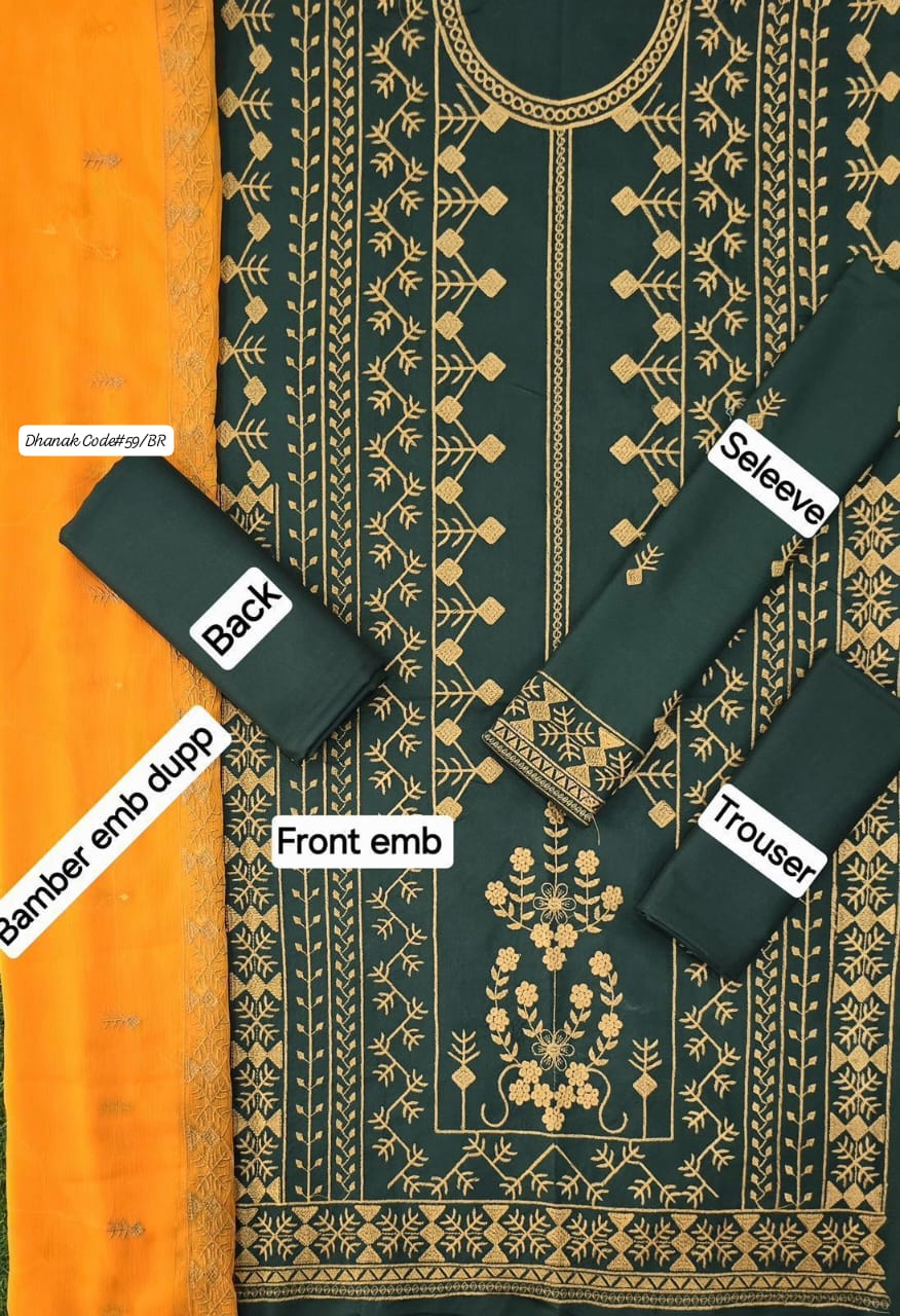 ASIM JOFA | DHANAK 3 PIECE EMBROIDED UNSTITCHED WINTER SUIT