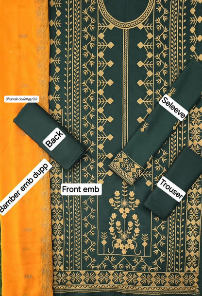 ASIM JOFA | DHANAK 3 PIECE EMBROIDED UNSTITCHED WINTER SUIT