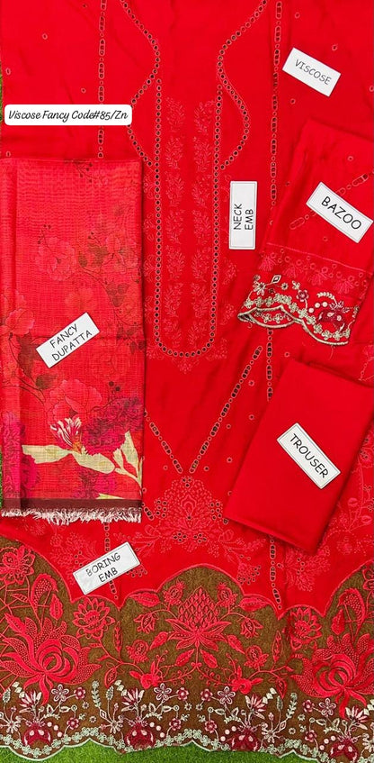 VISCOSE | PREMIUM 3 PIECE EMBROIDED UNSTITCHED WINTER SUIT