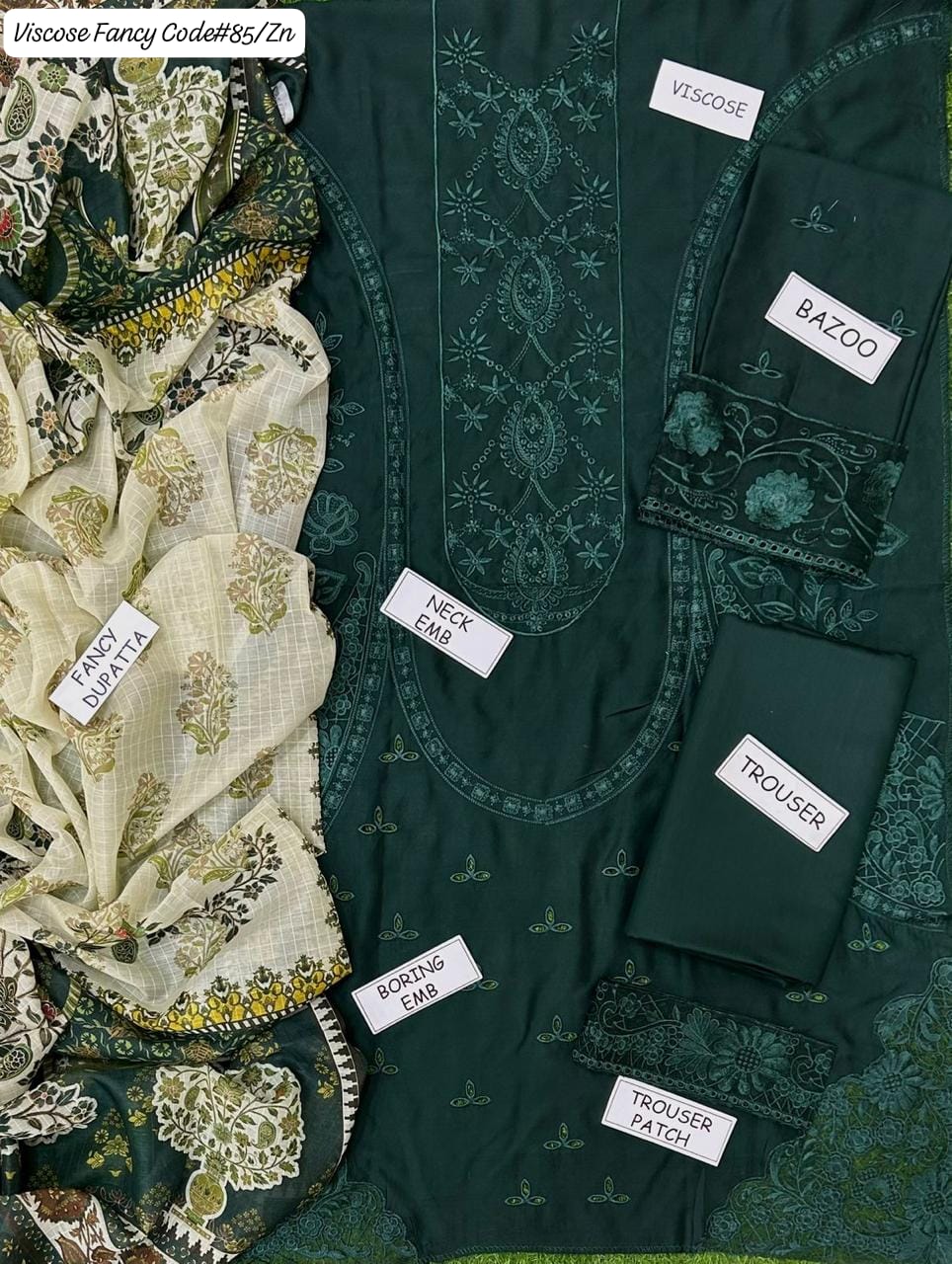 VISCOSE | PREMIUM 3 PIECE EMBROIDED UNSTITCHED WINTER SUIT