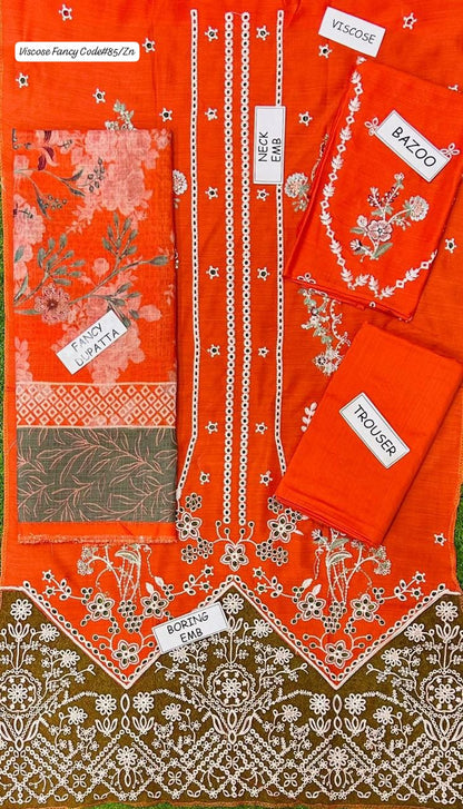 VISCOSE | PREMIUM 3 PIECE EMBROIDED UNSTITCHED WINTER SUIT