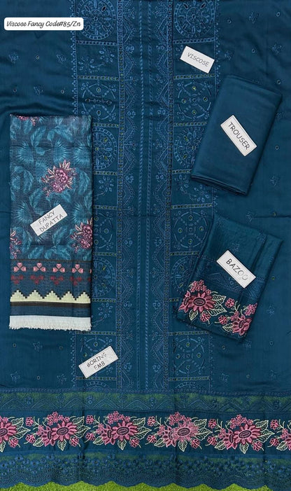 VISCOSE | PREMIUM 3 PIECE EMBROIDED UNSTITCHED WINTER SUIT