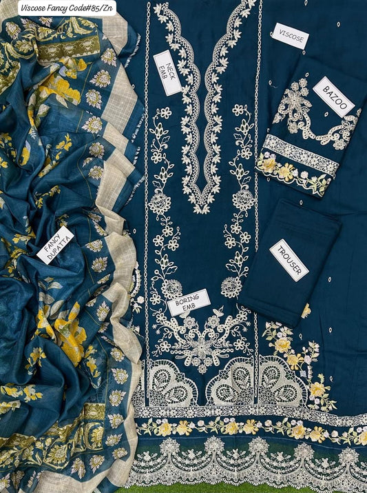 VISCOSE | PREMIUM 3 PIECE EMBROIDED UNSTITCHED WINTER SUIT