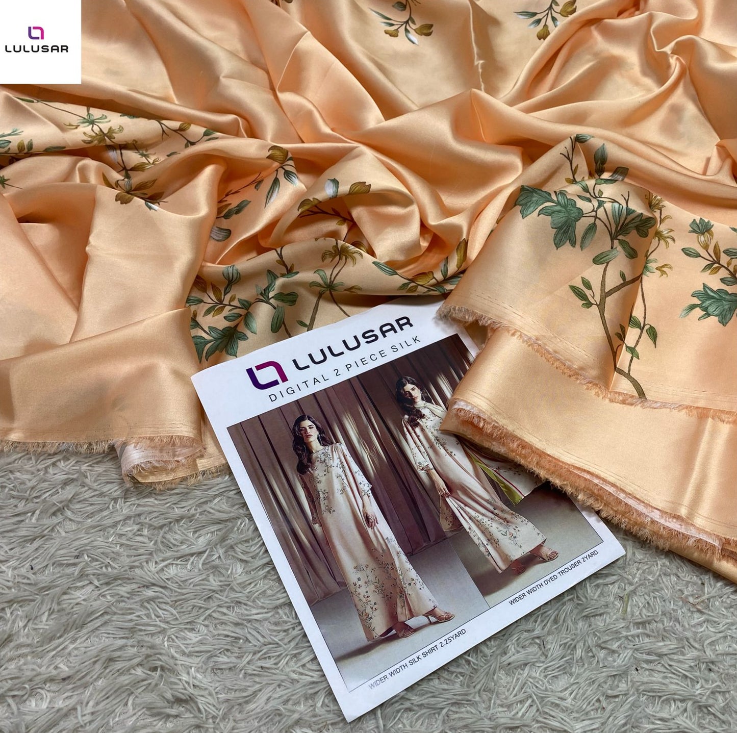 LULUSAR LUXURY SILK DRESS | 2PEC UNSTICHED.