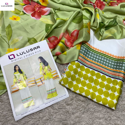 LULUSAR LUXURY SILK DRESS | 2PEC UNSTICHED.