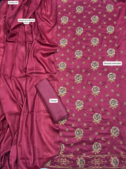 DHANAK | PREMIUM 3 PIECE HEAVY EMBROIDED UNSTITCHED WINTER SUIT