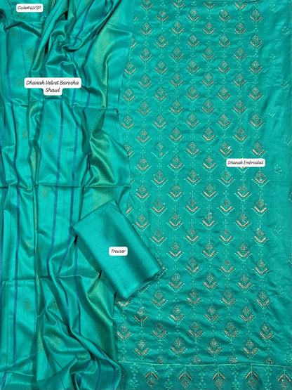 DHANAK | PREMIUM 3 PIECE HEAVY EMBROIDED UNSTITCHED WINTER SUIT