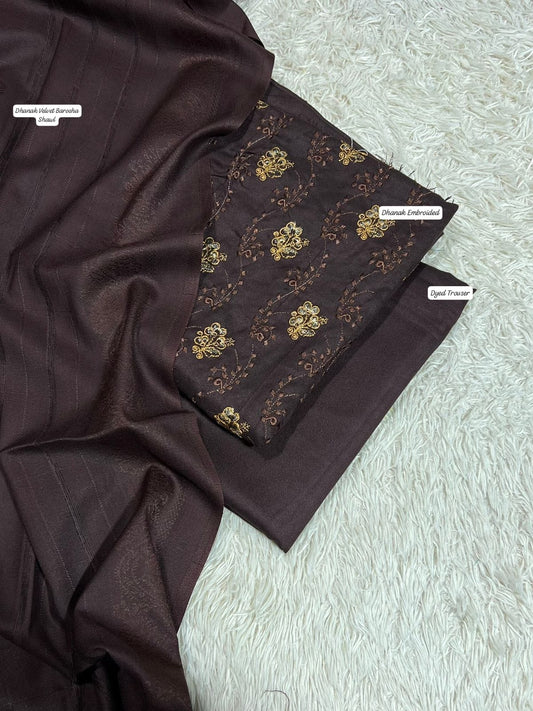 DHANAK | PREMIUM 3 PIECE HEAVY EMBROIDED UNSTITCHED WINTER SUIT
