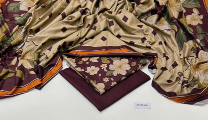 DHANAK | 3 PIECE DIGITAL PRINT UNSTITCHED WINTER SUIT