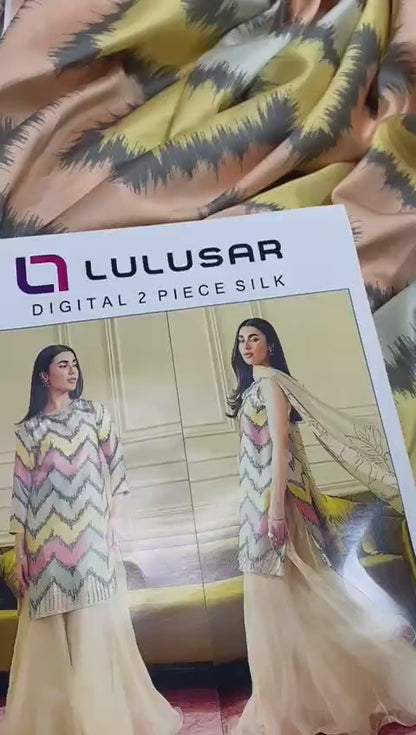 LULUSAR LUXURY SILK DRESS | 2PEC UNSTICHED.