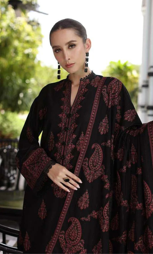 PREMIUM BAREEZE 3 PIECE DHANAK EMBROIDERED UNSTITCHED SUIT