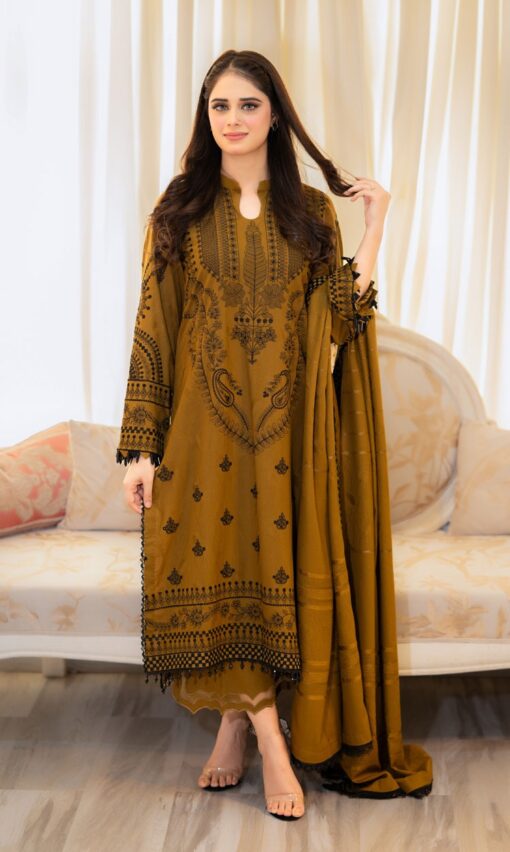 PREMIUM EMBROIDERED DHANAK UNSTITCHED 3PC SUIT
